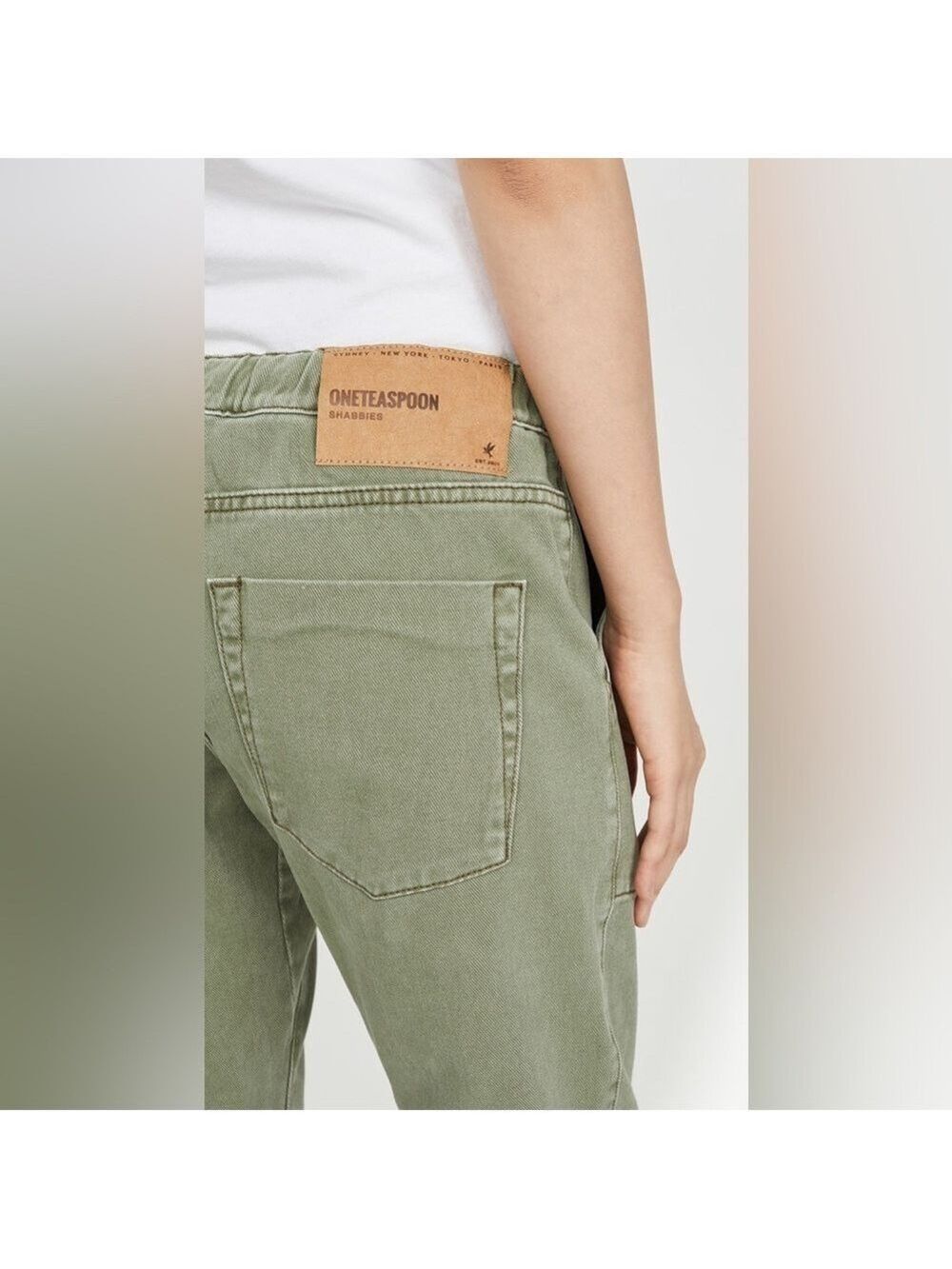 One Teaspoon Shabbies Drawstring Boyfriend Jeans Super Khaki Size Small NWT - Picture 5 of 11